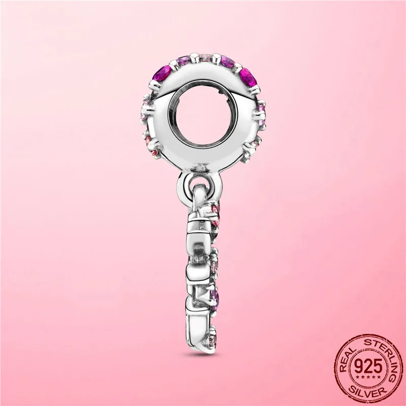 

Winter New 925 Sterling Silver Pink Heart Family Tree Dangle Charm Beads fit Original Pandora Bracelet Charm Silver 925 jewelry