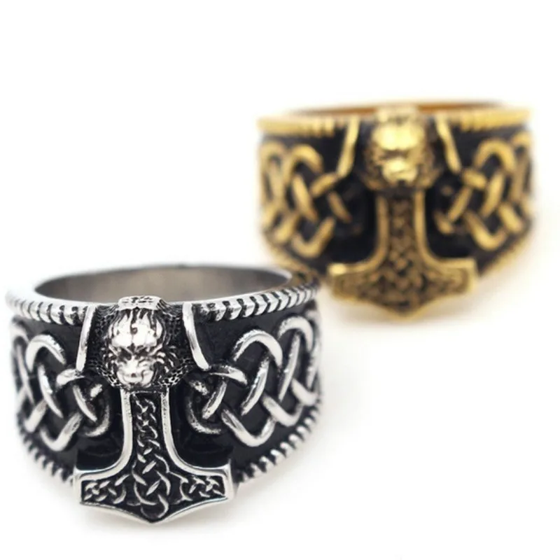 Мужское кольцо с головой волка из сплава Руна викингов амулет ювелирные изделия