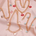 Ожерелье-чокер в стиле панк золотого цвета с крестом-замком вишни, бабочкой, женское ожерелье с крупной цепью в форме сердца, модные ювелирные украшения