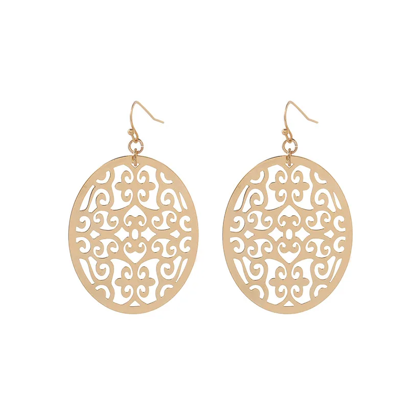 Новые модные ювелирные изделия женские повседневные серьги овальные резные