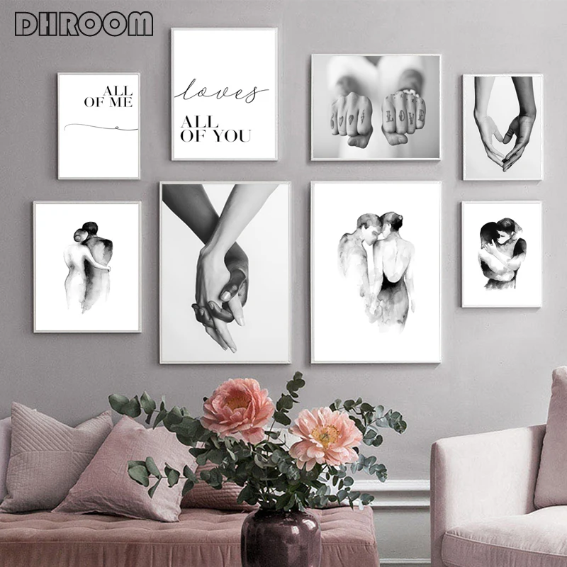 Ручная абстрактная картина на холсте с надписью Hand with для пар милая любовь цитаты