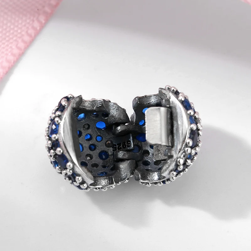 2021 новый 925 кольцо из стерлингового серебра с голубым красочные CZ клип