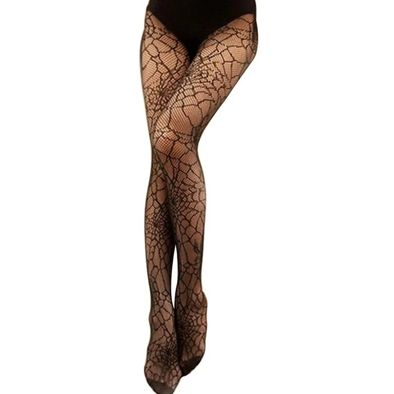 

Hot Sale Spider Pantyhose Stockings Skinny Web Tights High Stretch Hosiery Halloween Witch Fancy Dress Long Women Stocking