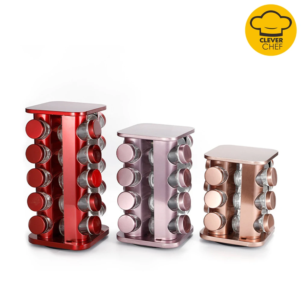 

12/16/20PCS Seasoning Jars Set Rotating Cruet Condiment For Spices Pepper Sprays Bottles Holder Kitchen Storage Rack Organizer