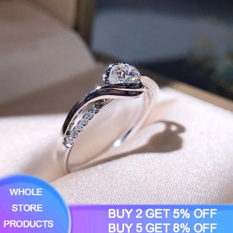 Classic Real Tibetan Silver Engagement Ring Super Flash Rhinestone 5A Cubic Zircon Rings Women Wedding Band CZ Ring Gift Jewelry