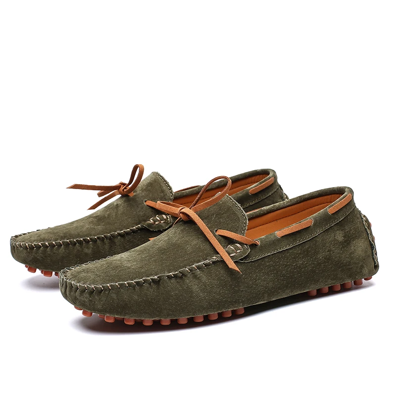 Casual Shoes Men Penny Loafers Luxury Brand Handmade Suede Leather Driving Dress Moccasins For Skor Green PUTILER | Обувь