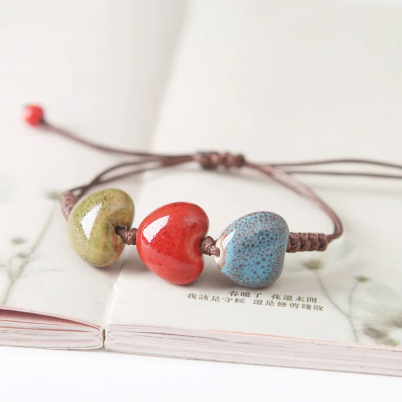 Женский браслет из бисера в этническом стиле плетеный керамический ручной