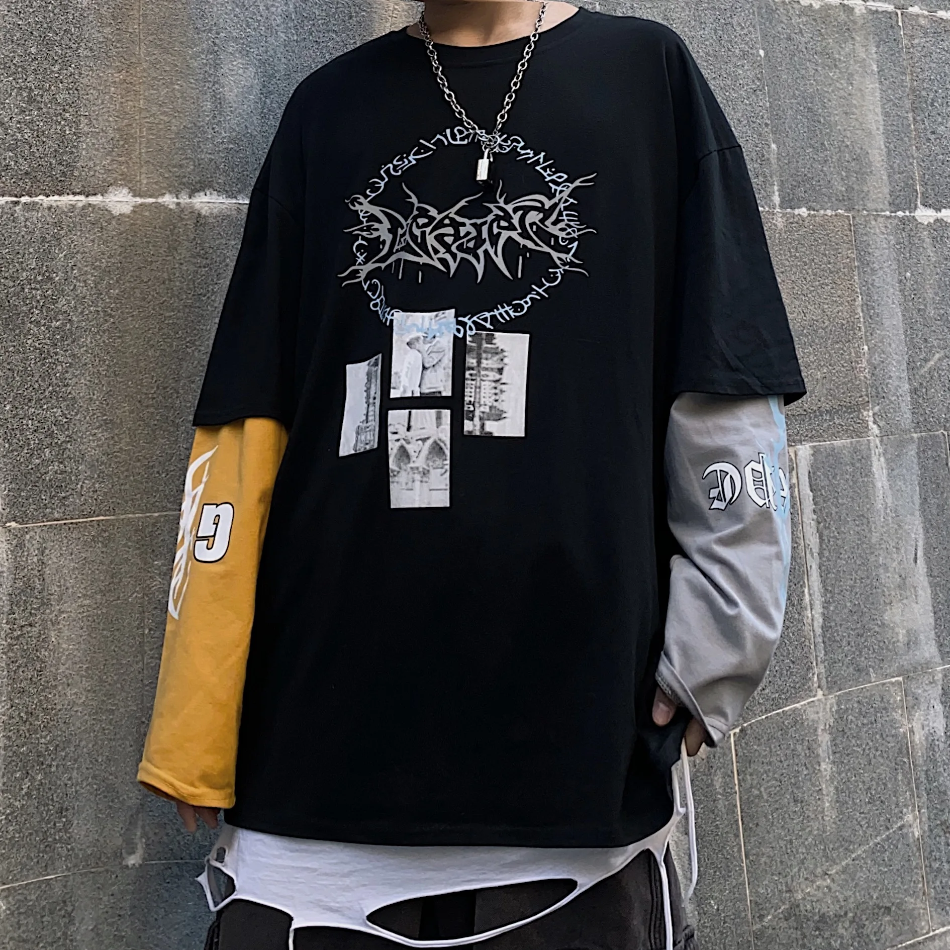 

Vintage Printing Long-Sleeved T-Shirt Women Summer Streetwear Steampunk Hip-Hop Unisex Oversized T-Shirt Plus Size Clothing 2021