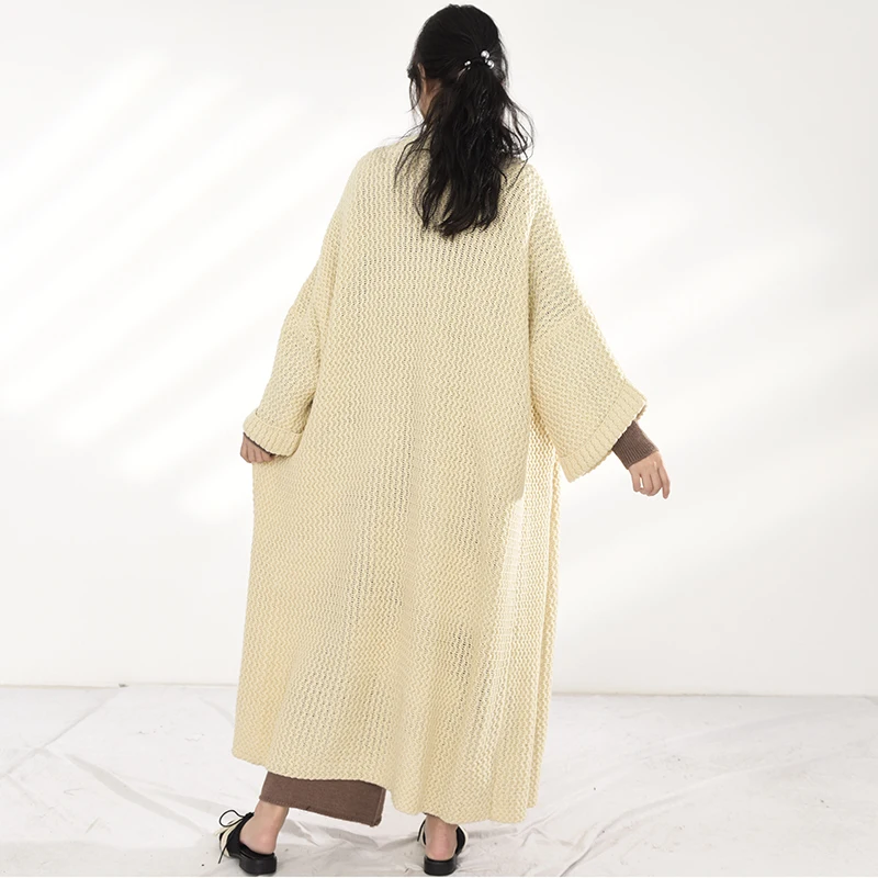 

[EAM] Oversized Warm Knitting Cardigan Sweater Loose Fit V-Neck Long Sleeve Women New Fashion Tide Autumn Winter 2021 1DD067512