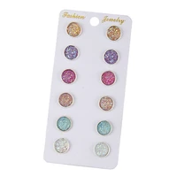 korean version of the new small fresh diamond earrings 6 pairs combination set cycle earrings fashion hot sale women ear jewelry