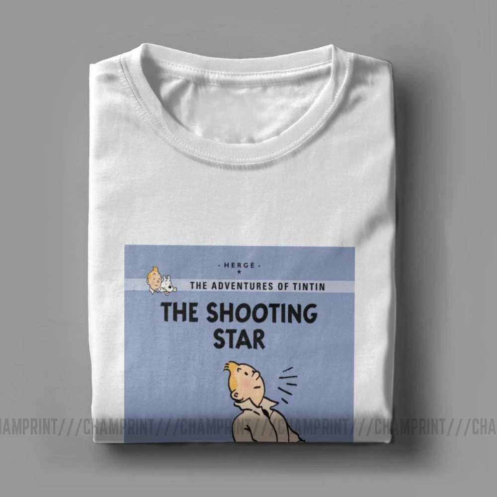 Мужская хлопковая футболка Tintin с короткими рукавами в стиле ретро изображением