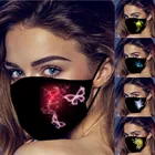 Маска для лица с принтом бабочки женская, хлопковая уличная моющаяся многоразовая маска для рта PM2.5, модная Тканевая маска для многоразового использования, 5 шт.