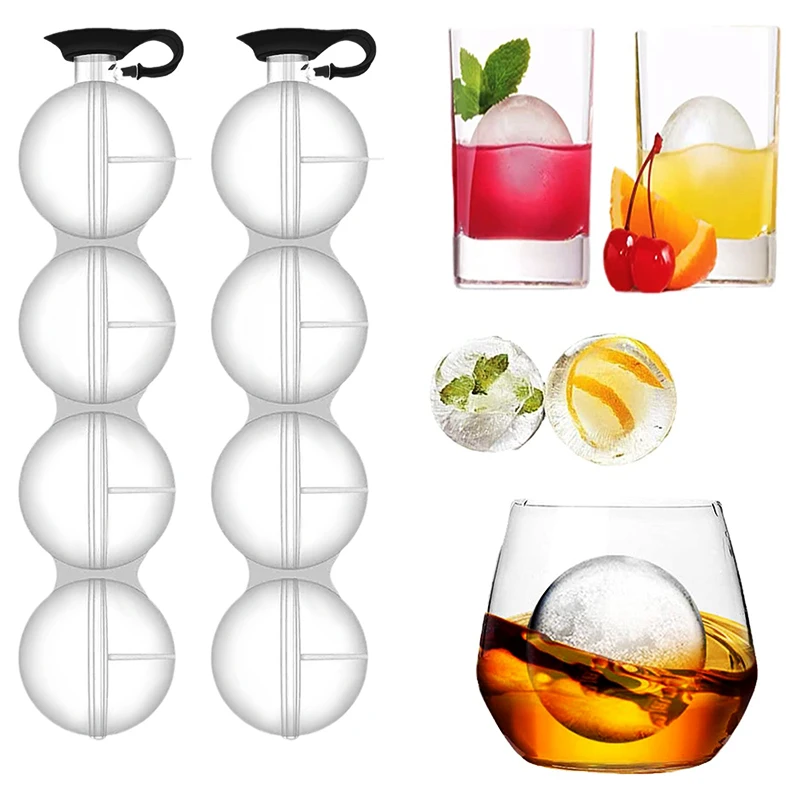 4 полости сферы виски мороженое мяч форма Круглый Желе Icecube Maker формы DIY Cocktai хоккейные инструменты для дома Бар Вечерние - изображение