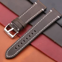 cowhide watchband 18 20 22 24mm vintage genuine leather replacement watch band strap with brushed stainless steel buckle