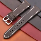Ремешок из воловьей кожи для наручных часов, сменный винтажный браслет из натуральной кожи с матовой пряжкой из нержавеющей стали, 18 20 22 24 мм
