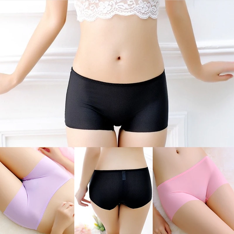 

New Comfortable and High-grade One-piece Breathable Women's Underwear Summer Ice Silk Seamless Boxer Shorts Women Lingerie Femme