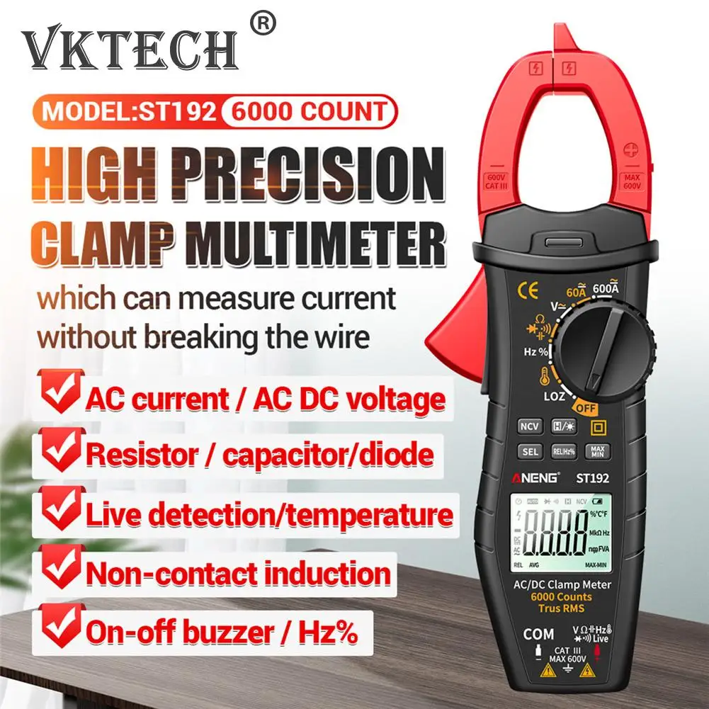 

High-precision LCD Digital Clamp Meter DC AC Ammeter Current Voltage Automatic Multimeter Ohm Capacitance Resistance Tester Tool