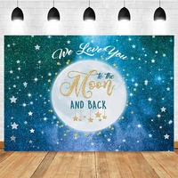 love you to the moon and back backdrop baby shower newborn baby twinkle twinkle little star photo backdrops birthday photography