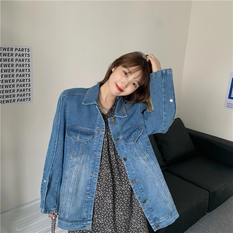 

Korean Style Chic Retro Hong Kong Style Western Style All-Match Loose BF Style Casual Fashion Jacket 2021 Spring Denim Jacket
