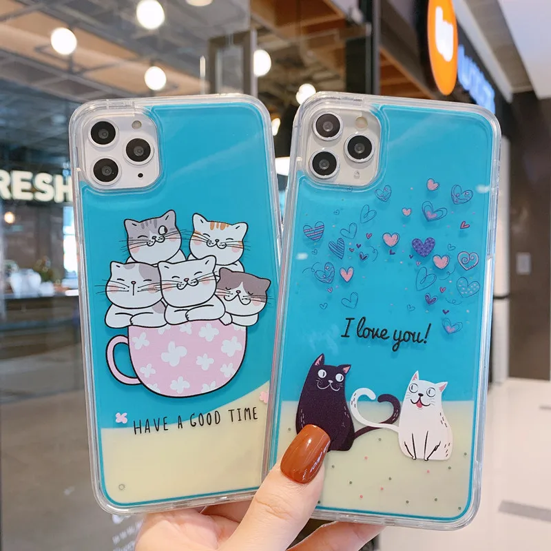 

Luminous Quicksand Case for iPhone X XR XS MAX 11 Pro Max Dynamic Liquid Case for iPhone 6 7 8 Plus Neon Phone Back Cover Cases