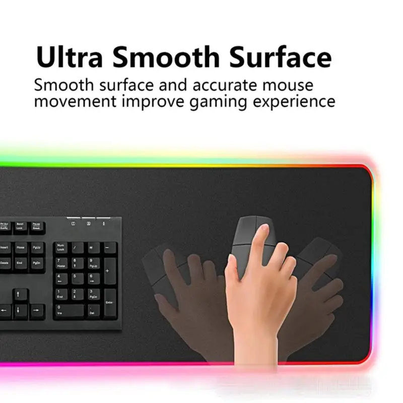 

RGB 7 Colorful Luminous Mousepad Gaming LED Lighting Mouse Mat for PC Laptop Desktop Notebook Accessories