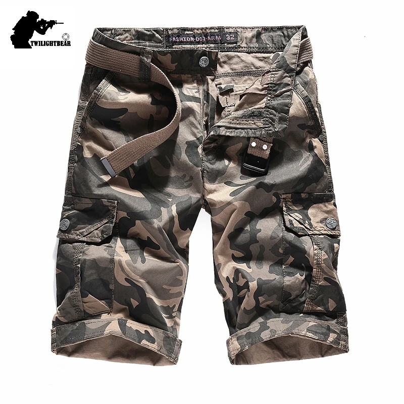 Брендовые новые мужские камуфляжные шорты 2018 летние 100% хлопковые Дизайнерские