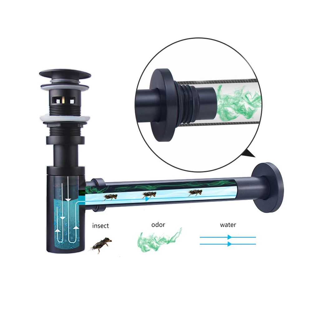 12 sizes customize basin bottle trap drain set hose black bathroom sink pop up filter stopper custom made washbasin siphon hose free global shipping