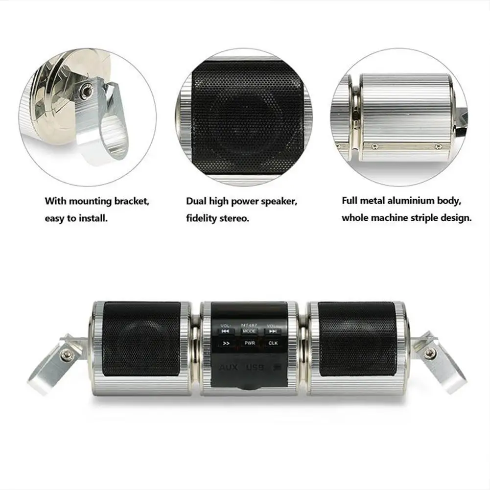 

Waterproof Bluetooth Motorcycle Handlebar Audio Amplifier Stereo Speaker System LED Display MP3 Music Player Handlebar 12V