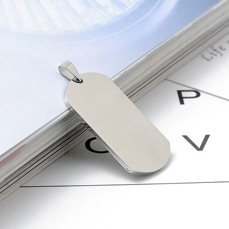 

69HB Military ID Stainless Steel Name Blank Dog Tags Pendant Rectangle Jewelry