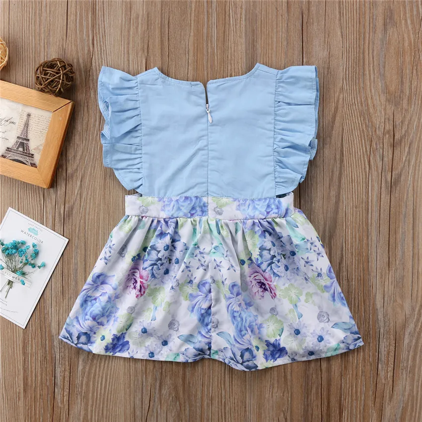 Платье для маленьких девочек без рукавов с цветочным рисунком | Мать и ребенок