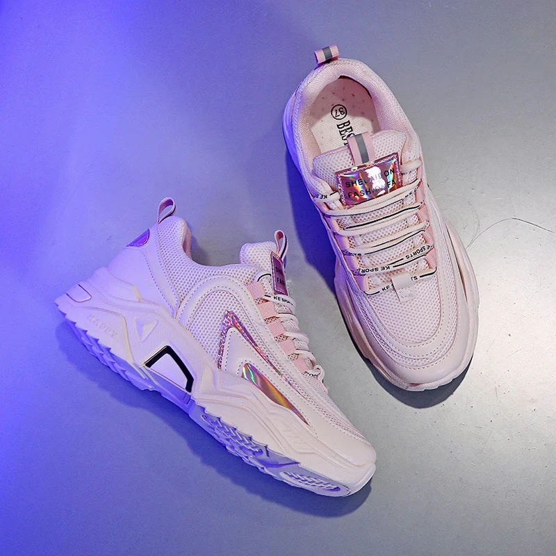 Spring New Fashion Sneakers Shoes Tennis Casual Thick Bottom Mesh Breathable Lightweight Lace-up for Ladies U13-92 | Обувь