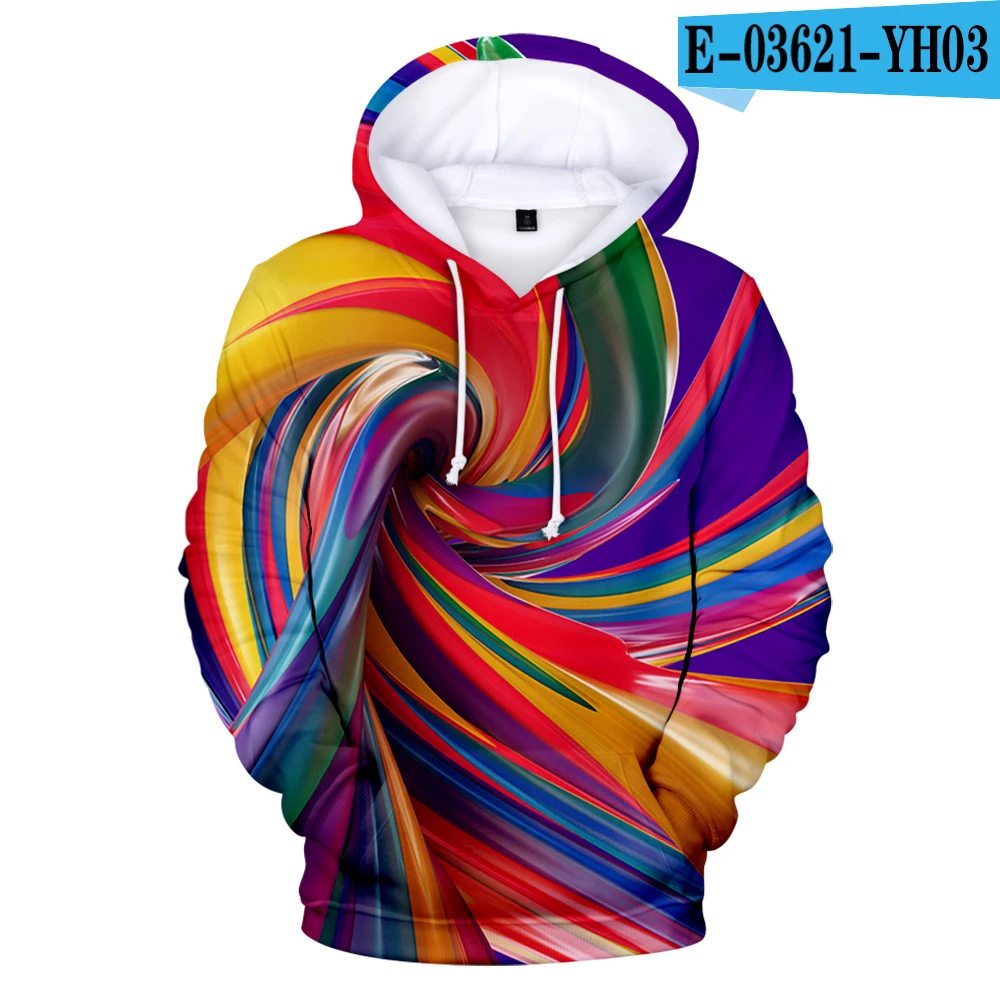 Кораллово-Красный Для мужчин/для женщин Красочные Tie Dye толстовки Толстовка повседневное волшебный вихревой узор 3D пот Топы Crewneck Hoondie осень зима загрязнители - Цвет: Кораллово-Красный