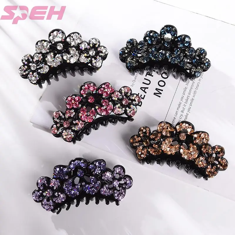 

Foreign trade creative new women's hairpin Korean diamond inlaid horsetail clip acrylic large hairpin manufacturer wholesale