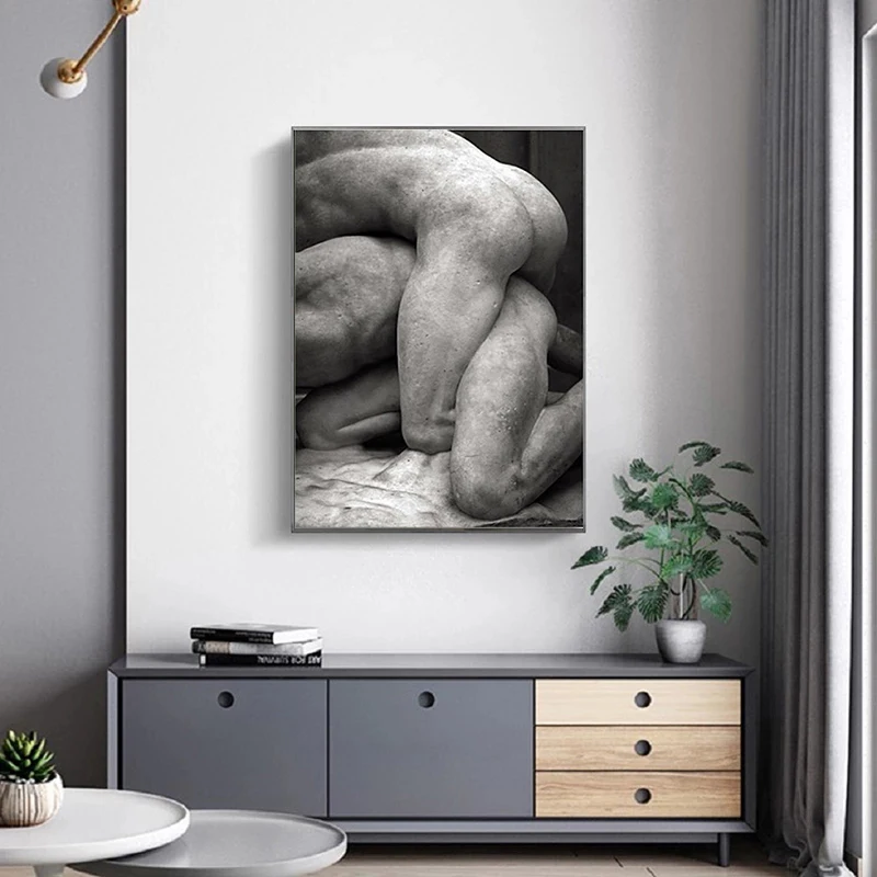 

Michelangelo Sculpture Canvas Painting Wall Art Posters and Prints Black White David Hand Picture Print Canvas Home Decor Gifts