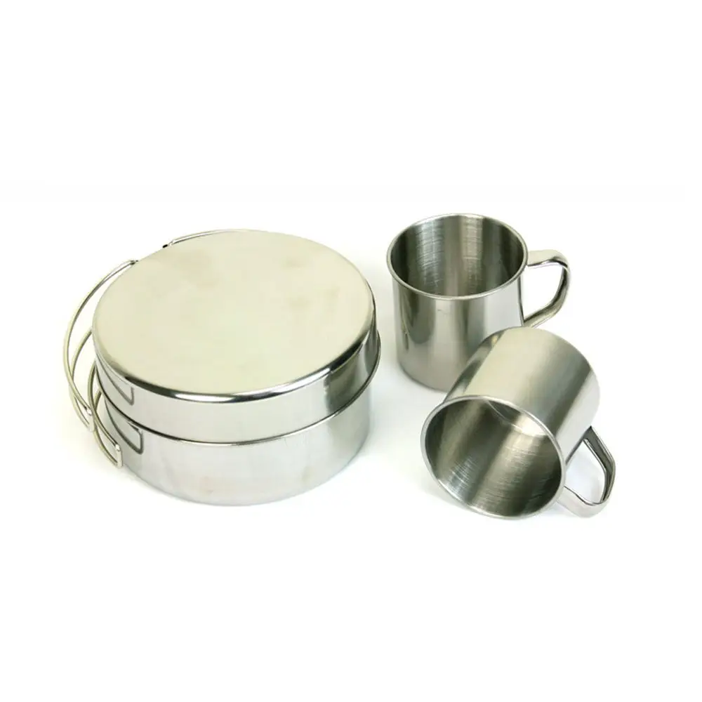 

8Pcs/set Stainless Steel Outdoor Picnic Pan Kit Plate/Bowl/Cup/Pan Cover Cooking Set Camping Hiking Cooking Supplies