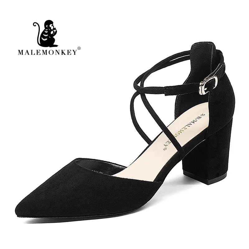 Женские босоножки на высоком каблуке MALEMONKEY черные свадебные туфли лодочки с
