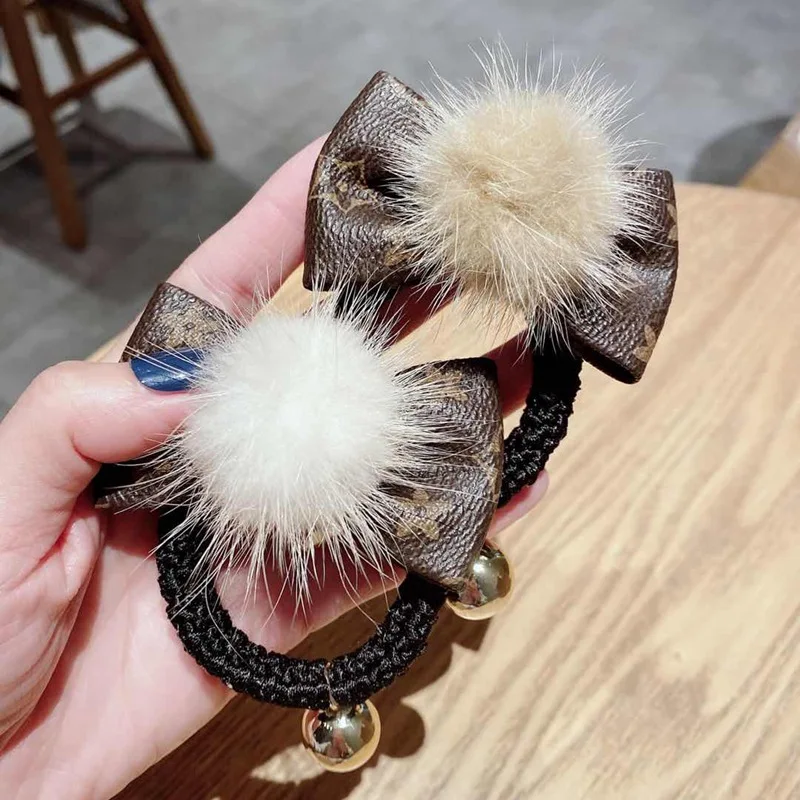 Новинка женские роскошные меховые аксессуары для волос натуральная кожа бант с