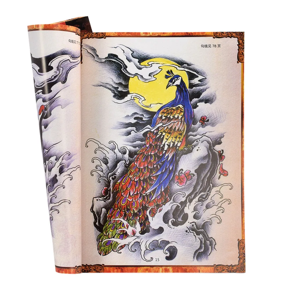 Тату книга Будда Феникс Карп красочный и эскиз татуировки Рукопись коллекция