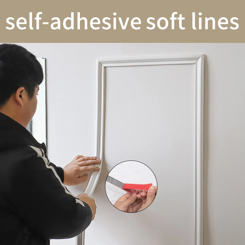 5m Waterproof Decorative Strip Wall Stickers Self Adhesive Line of Mirror Frame PVC Line Frame Trim  TV Wall Decor Wallstickers