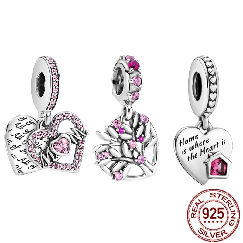 

Beads Fit Original Pandora Sterling Silver 925 Charm For Bracelet Femme Gift Jewelry Halloween Series pink Family Tree 2021