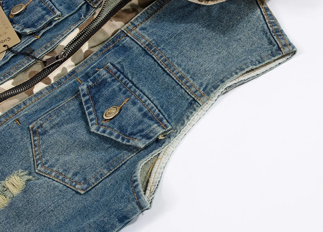 Жилет мужской джинсовый облегающий в ковбойском стиле повседневная куртка с