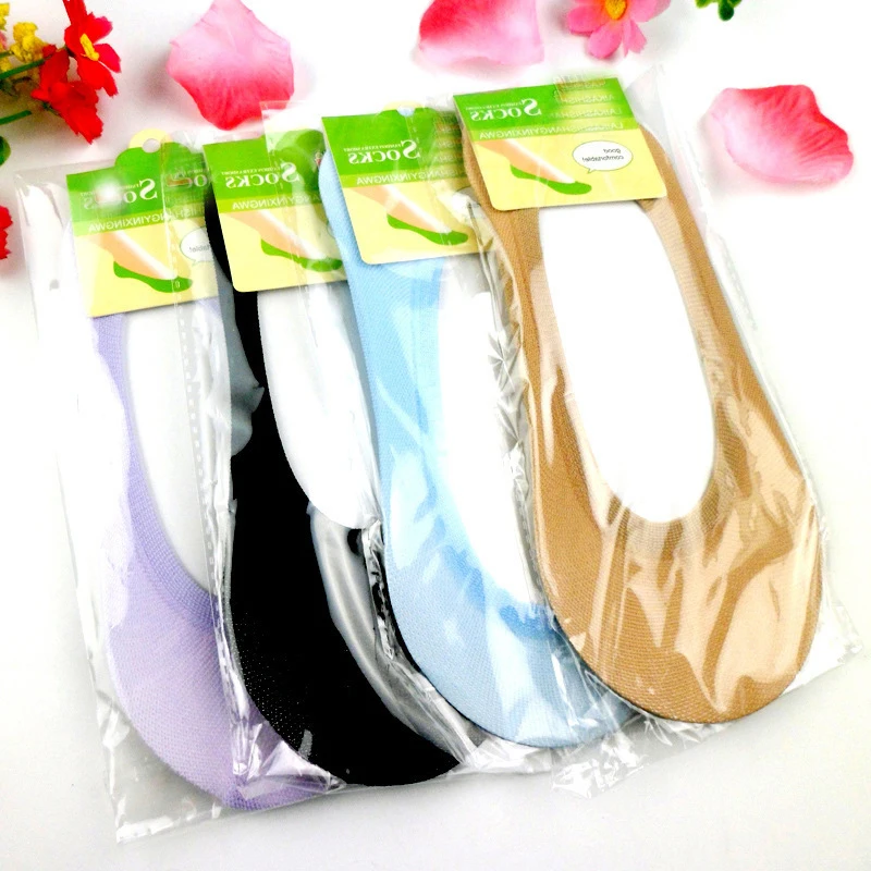 Носки тапочки женские летние тонкие короткие простые карамельных цветов милые