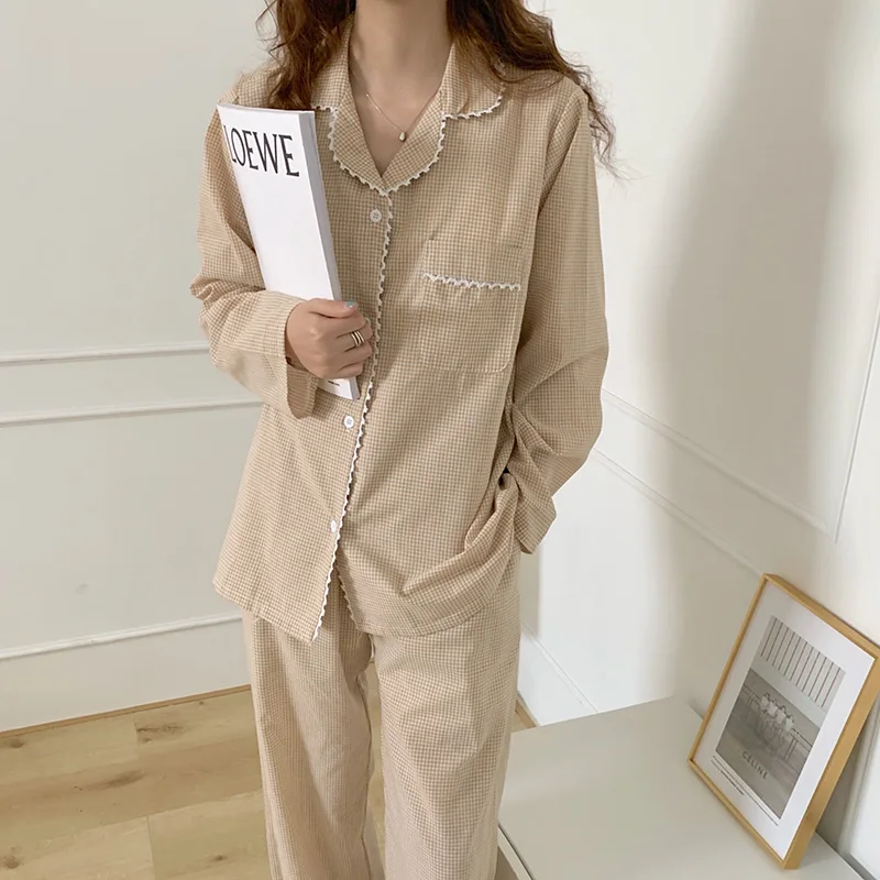 

Милый нежный шикарный пижамный комплект Alien Kitty клетчатая Милая Пижама 2021 универсальная элегантная теплая Домашняя одежда женская мягкая д...