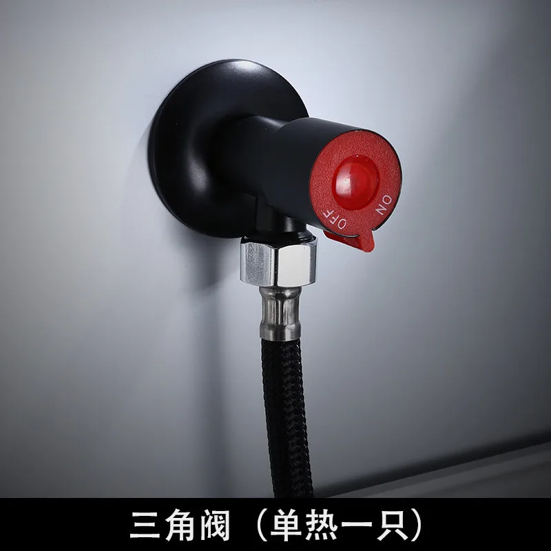 

2021Stainless Steel Kitchen Tap Bathroom AccessoriesBathroom Triangle Valve Cold Hot Water Mixer Angle Valve Faucet Black Color