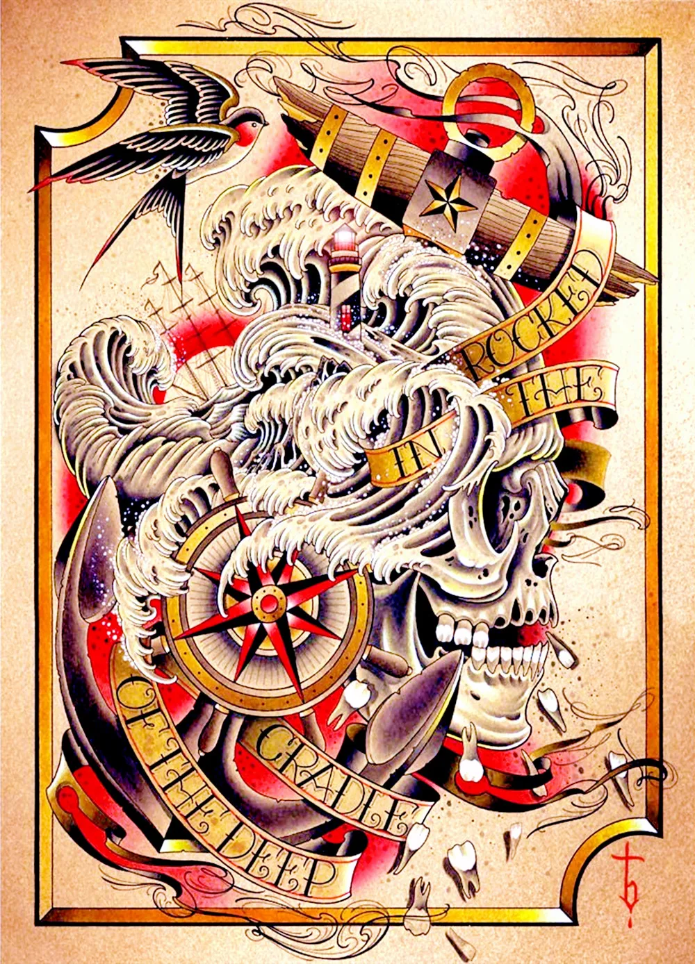 Творческие татуировки иллюстрация настенная бумага искусство на стену античный