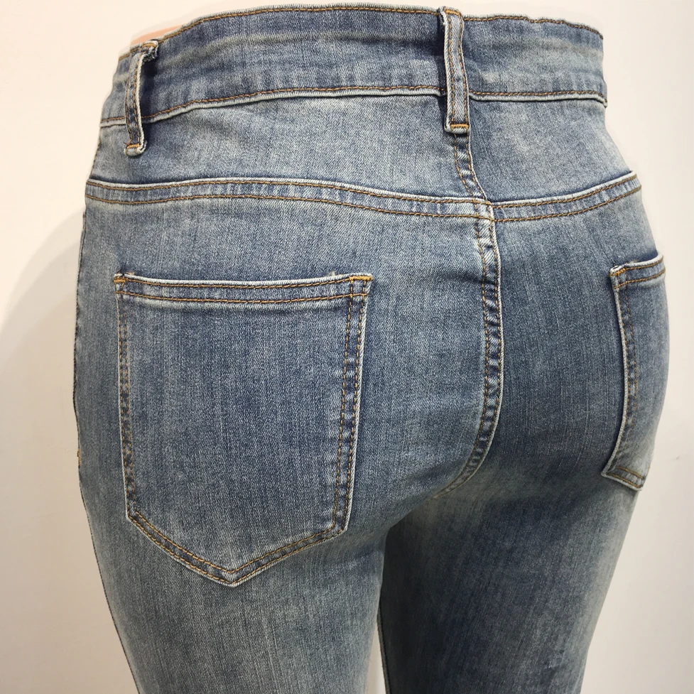 

Spray on Man's Jeans Skinny Jeans Wash Ripped Mid Rise Gym Sports Stretch Denim Pants Elastic Plus Size homme