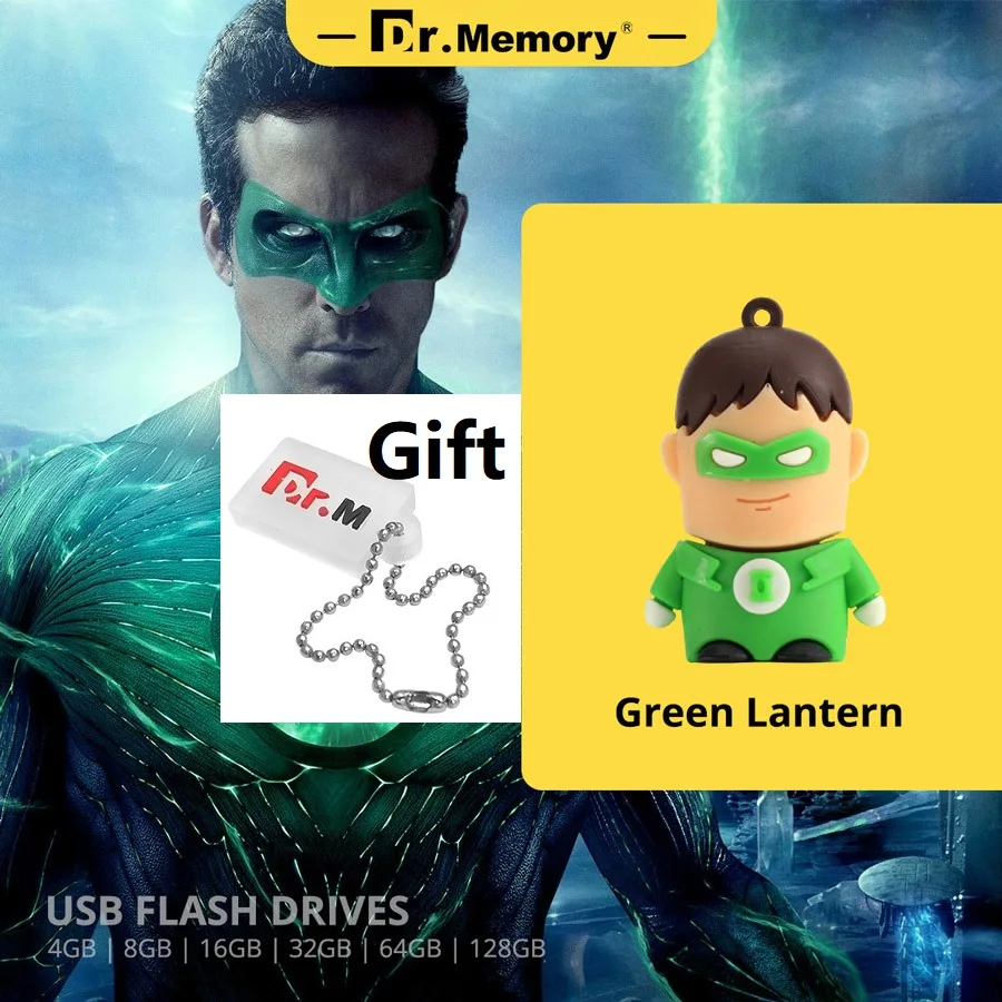 green lantern Usb флеш-накопитель Бэтмен 32 Гб USB флеш-накопитель Росомаха 16 Гб Флешка 8 ГБ 4 ГБ флеш-карта usb 2,0 64 ГБ USB флешка 128 ГБ Личная авторучка - Цвет: green lantern
