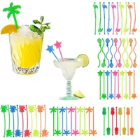 50pcsset flamingo pineapple star drink wine decor cocktail swizzle sticks drink stirrer hawaiian beach party decor bar supplies