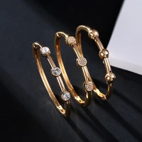 simple glossy bracelets bangles for women girl gold color opening rhinestone bangle fashion jewelry accessories best friend gift