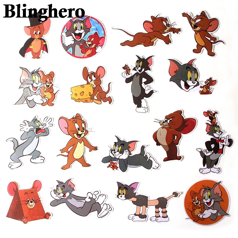 

CA62 17 Pcs/set Cat and Mouse kids diy 90s art print notebook cellphone laptop bicycle scrapbooking album decals sticker